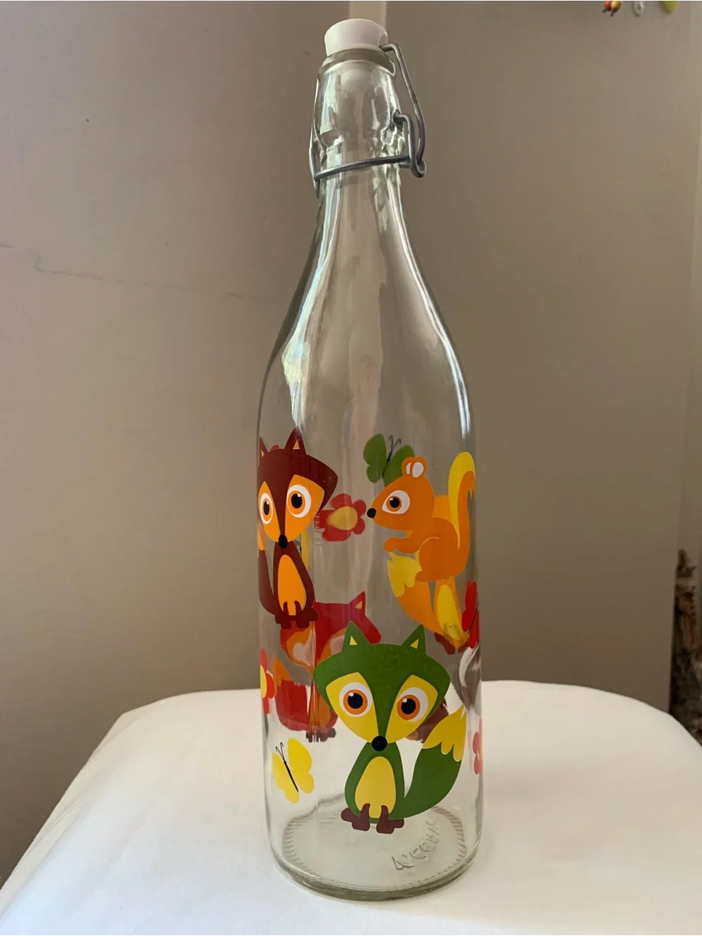 🦊Cerve Italy Glass Bottle Swing Top Woodland Creatures Fox Squirrel Retro Decor - Picture 3 of 11